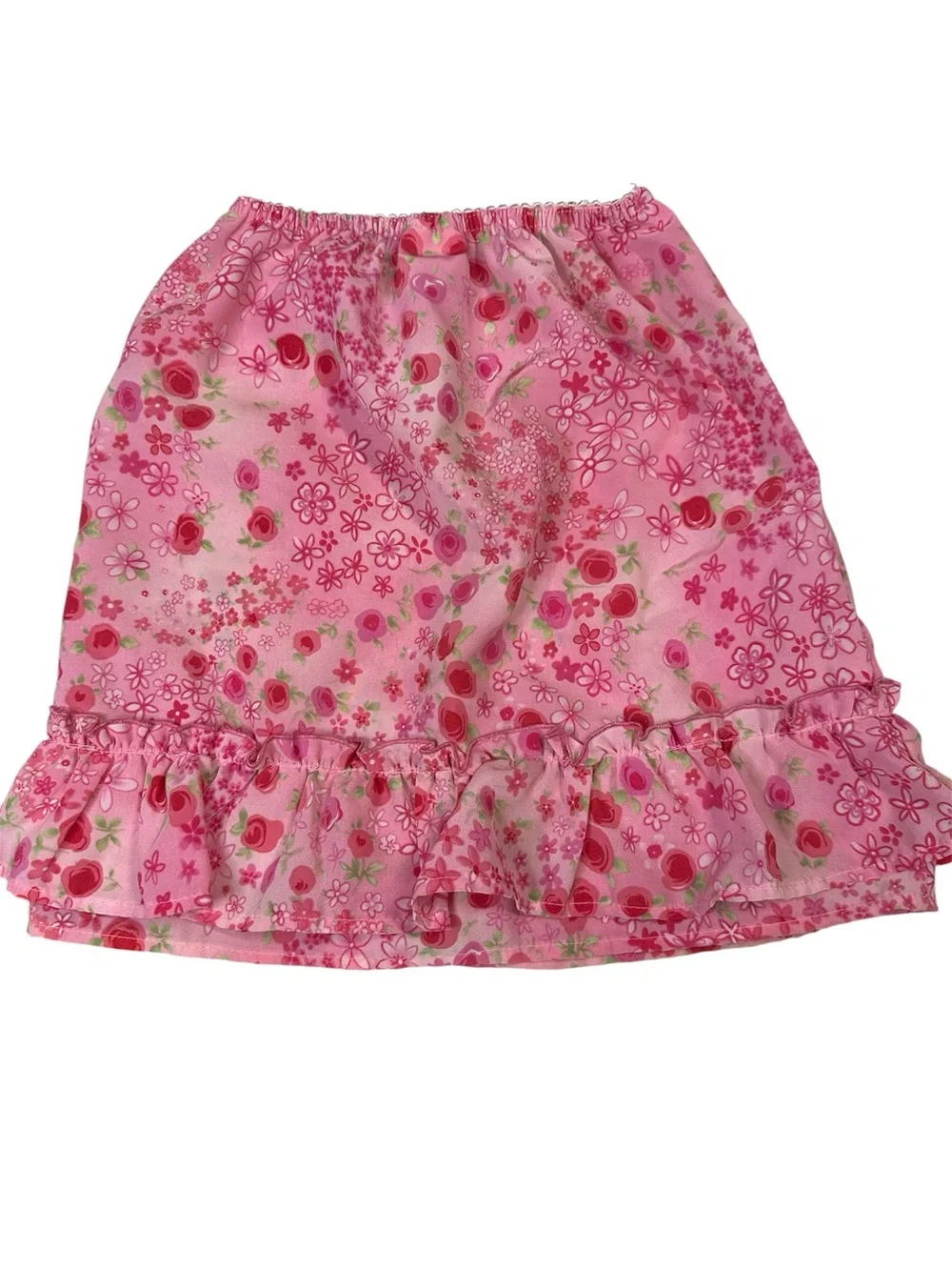 Vintage Y2K Girls Pink Floral Ruffle Skirt Cottagecore Made In Canada Size 6